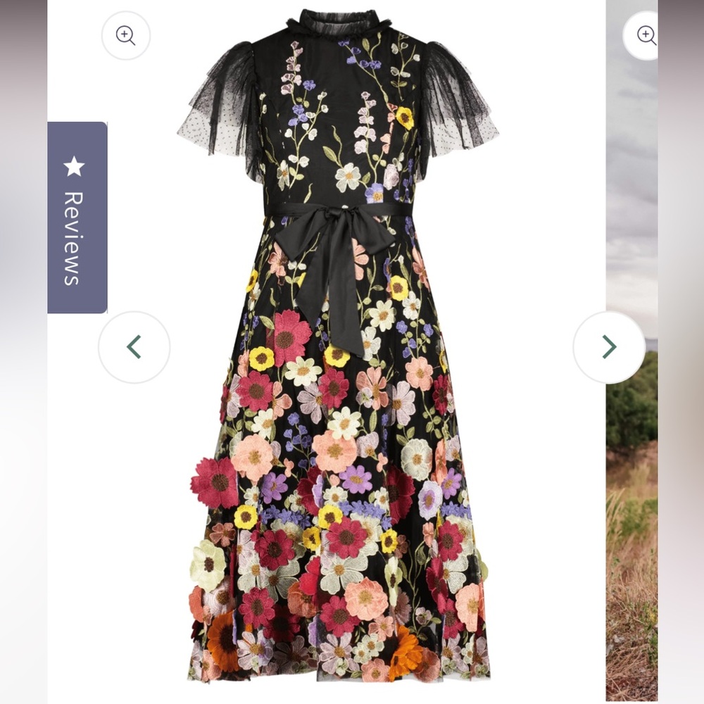 NWT - JessaKae Jubilee Green & Floral A-Line Designer Dress, Large